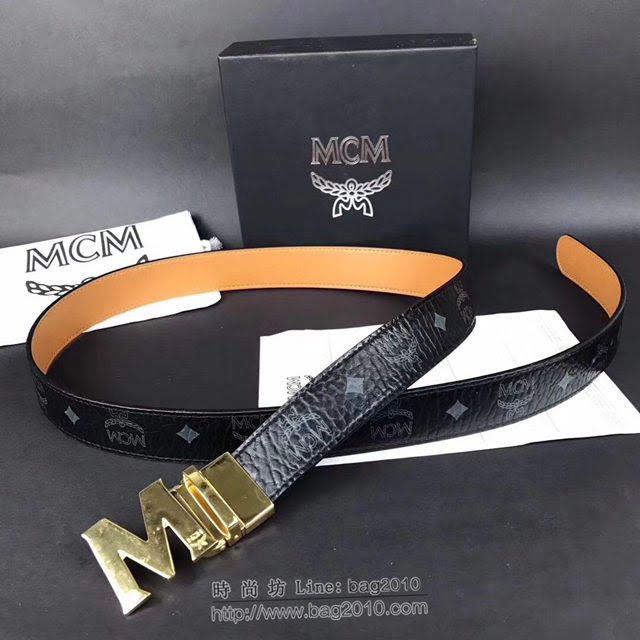 MCM皮帶 專櫃同步 原單 韓國雙面進口頭層皮 mcm腰帶  mdmc1355